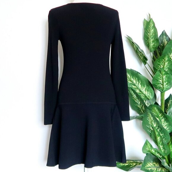 Rag & Bone Isla Black Knit Long Sleeve Fit & Flare Scoop Neck Mini Dress Medium - Picture 10 of 16